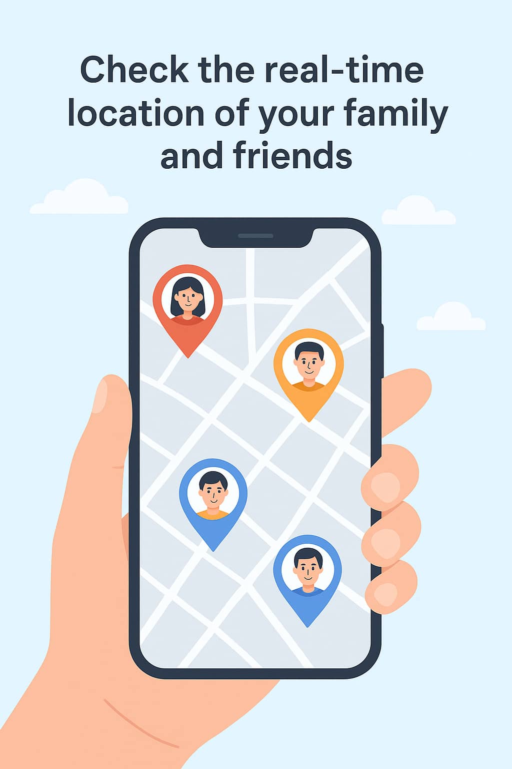 CircleTracker app's real-time safety map showing member locations and status